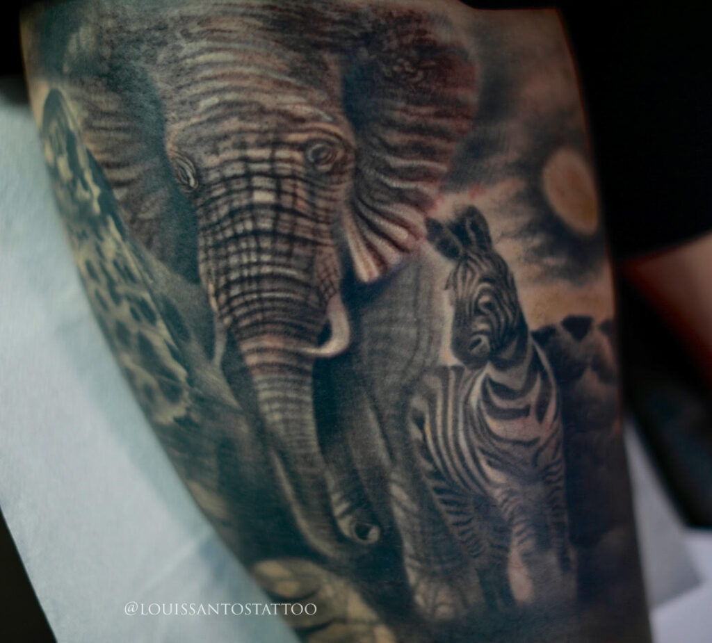 Wild Life Black and Grey Tattoo